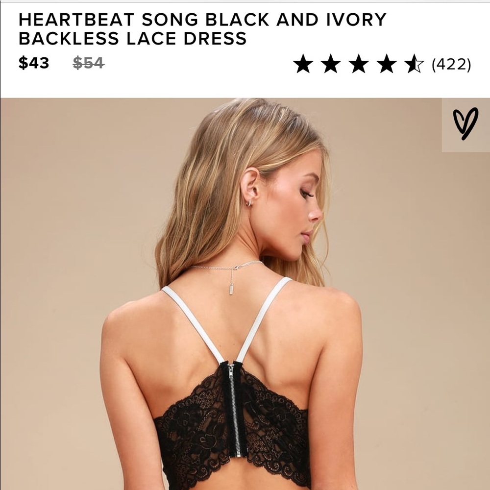 Lulus Black and Ivory Backless Lace Dress, xsmall